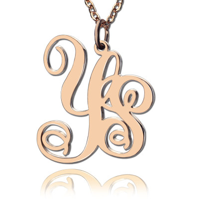 Personalised 18ct Rose Gold Plated Vine Font 2 Initial Monogram Necklace - Handcrafted & Custom-Made