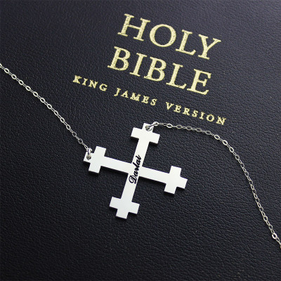 Silver Julian Cross Name Necklaces Troubadour Cross Jewellery - Handcrafted & Custom-Made
