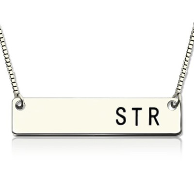 Sterling Silver Initial Bar Necklace - Handcrafted & Custom-Made