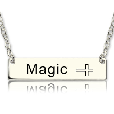 Nameplate Bar Necklace with Icons Sterling Silver - Handcrafted & Custom-Made