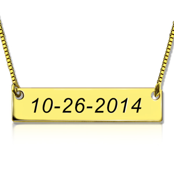 Engraved Date Bar Necklace 18ct Gold Plated - Handcrafted & Custom-Made