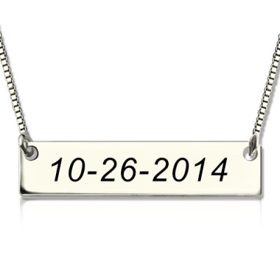 Personalised Sterling Silver Date Bar Necklace - Handcrafted & Custom-Made