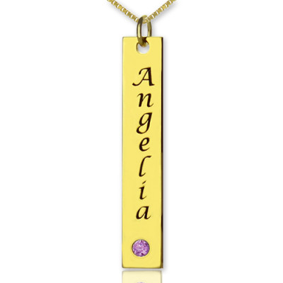 Personalised Name Tag Bar Necklace in 18ct Gold Plated - Handcrafted & Custom-Made
