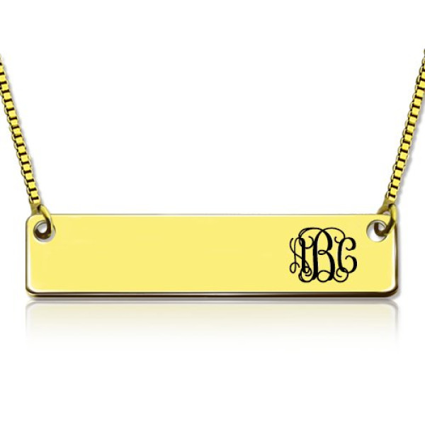 Personalised 18ct Gold Plated Initial Bar Necklace Monogram - Handcrafted & Custom-Made