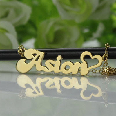 Custom Name Necklace in18ct Gold Plated with Heart - Handcrafted & Custom-Made