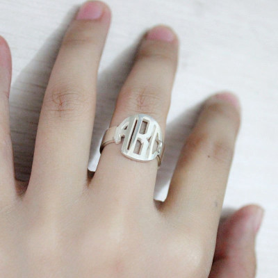 Sterling Silver Block Monogram Ring Gifts - Handcrafted & Custom-Made