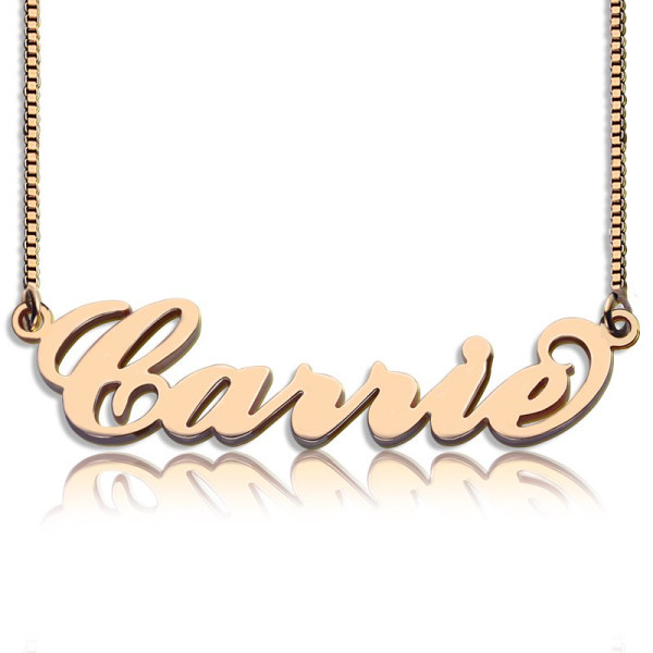 Carrie Name Necklace  Box Chain In 18ct Rose Gold Plated - Handcrafted & Custom-Made