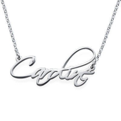 Sterling Silver Calligraphy Name Necklace - Handcrafted & Custom-Made