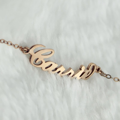 Rose Gold Plated Silver 925 Carrie Style Name Bracelet - Handcrafted & Custom-Made