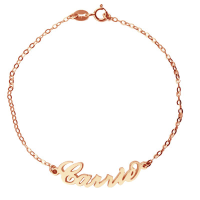 Rose Gold Plated Silver 925 Carrie Style Name Bracelet - Handcrafted & Custom-Made