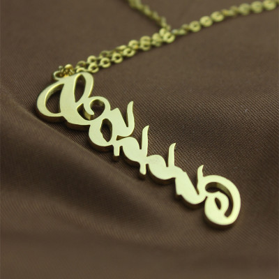 Vertical Carrie Name Plate Necklace 18ct Gold Plated - Handcrafted & Custom-Made