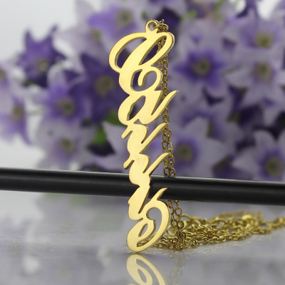 Vertical Carrie Name Plate Necklace 18ct Gold Plated - Handcrafted & Custom-Made