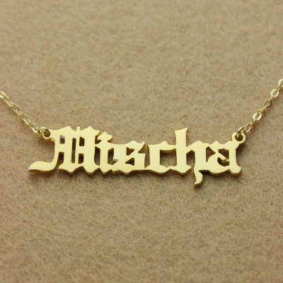 Old English Name Necklace 18ct Gold Plated - Handcrafted & Custom-Made