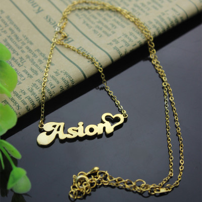 Custom Name Necklace in18ct Gold Plated with Heart - Handcrafted & Custom-Made