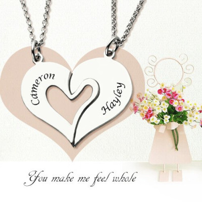 Personalised Breakable Heart Name Necklace for Couples Silver - Handcrafted & Custom-Made