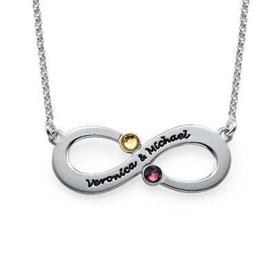 Couple's Infinity Necklace with Birthstones  - Handcrafted & Custom-Made