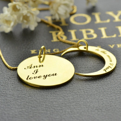 I Love You to The Moon and Back Love Necklace 18ct Gold Plated - Handcrafted & Custom-Made