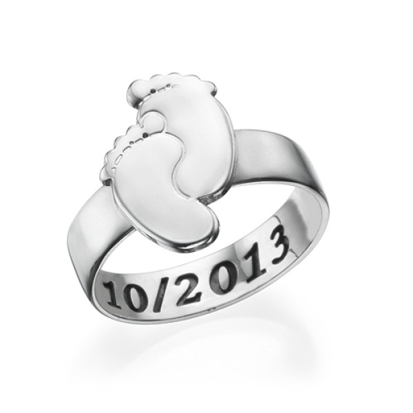 Engraved Baby Feet Ring - Handcrafted & Custom-Made