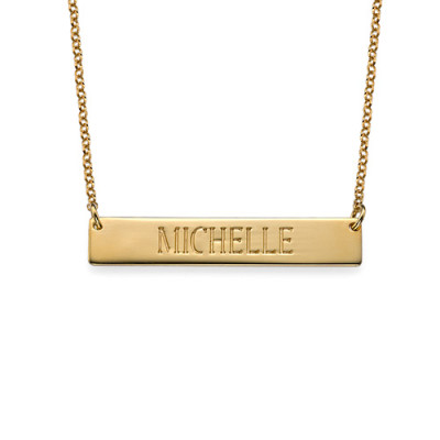 Engraved Bar Necklace in Gold Plating - Handcrafted & Custom-Made