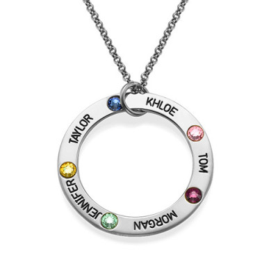 Engraved Birthstone Necklace for Mum  - Handcrafted & Custom-Made