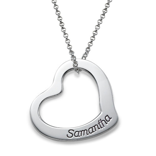 Engraved Floating Heart Necklace - Handcrafted & Custom-Made