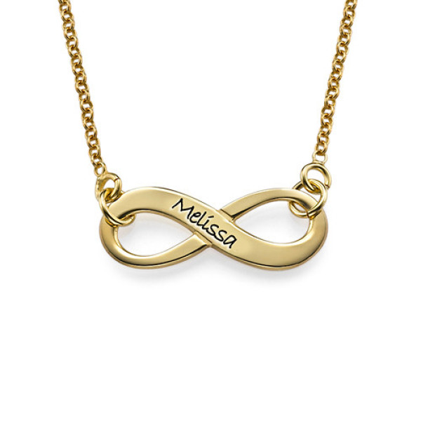 Engraved Infinity Necklace in 18ct Gold Plating - Handcrafted & Custom-Made