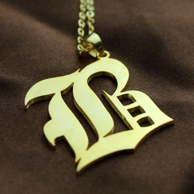 Custom Mens Initial Letter Charm Old English 18ct Gold Plated - Handcrafted & Custom-Made