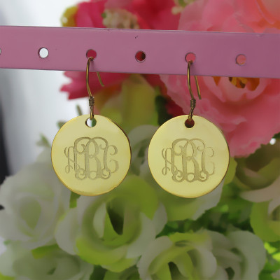 Disc Signet Monogram Earrings In Gold - Handcrafted & Custom-Made