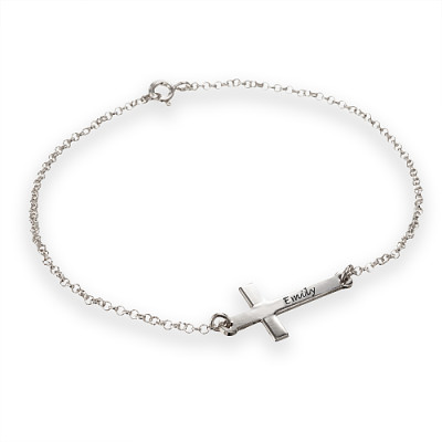 Engraved Side Cross Bracelet/Anklet - Handcrafted & Custom-Made
