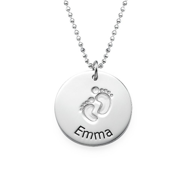 Engraved Silver Baby Steps Necklace - Handcrafted & Custom-Made