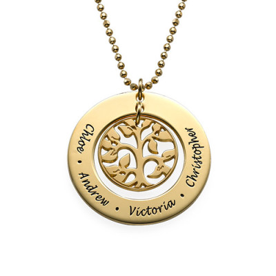 Present for Mum - Gold Plated Family Tree Necklace - Handcrafted & Custom-Made