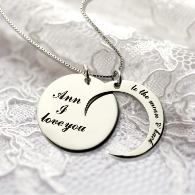 Personalised I Love You to the Moon and Back Love Necklace Sterling Silver - Handcrafted & Custom-Made