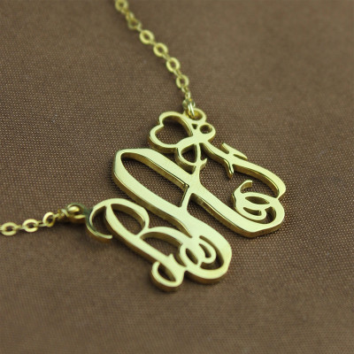 Personalised Initial Monogram Necklace With Heart 18ct Gold Plated - Handcrafted & Custom-Made