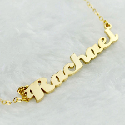 Personalised 18ct Gold Plated Silver Puff Font Name Necklace - Handcrafted & Custom-Made