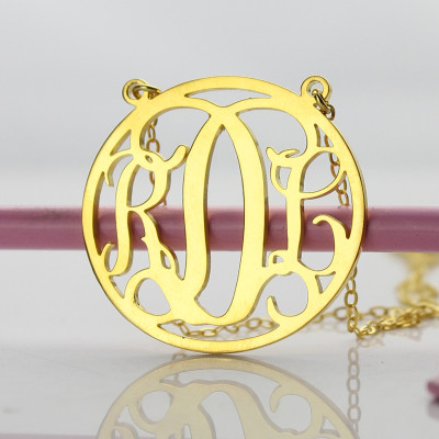 18ct Gold Plated Circle Monogram Necklace - Handcrafted & Custom-Made