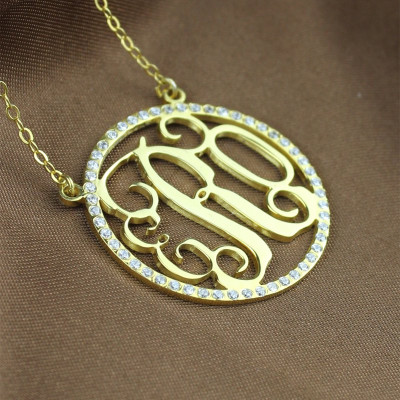 18ct Gold Plated Circle Birthstone Monogram Necklace  - Handcrafted & Custom-Made