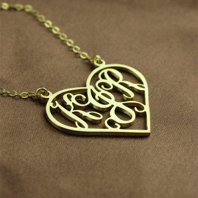 Cut Out Heart Monogram Necklace 18ct Gold Plated - Handcrafted & Custom-Made