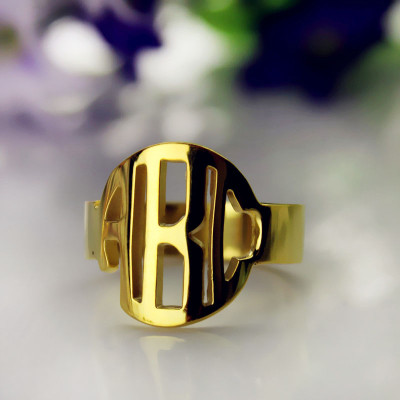 18ct Gold Plated Block Monogram Ring - Handcrafted & Custom-Made
