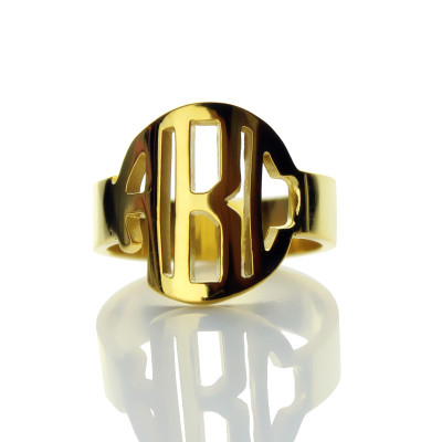 18ct Gold Plated Block Monogram Ring - Handcrafted & Custom-Made