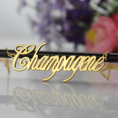 18ct Gold Plated Silver 925 Personalised Champagne Font Name Necklace - Handcrafted & Custom-Made