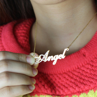 18ct Gold Plated Script Name Necklace-Initial Full Birthstone  - Handcrafted & Custom-Made