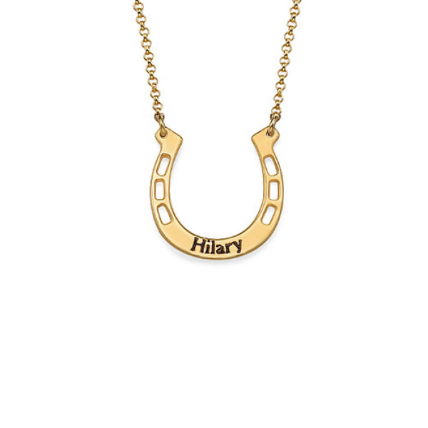 18ct Gold Plated Engraved Horseshoe Necklace - Handcrafted & Custom-Made