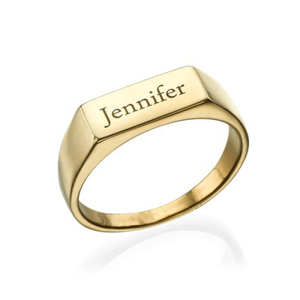Gold Plated Engraved Signet Ring - Handcrafted & Custom-Made