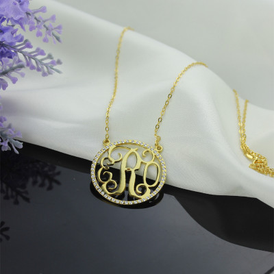 18ct Gold Plated Circle Birthstone Monogram Necklace  - Handcrafted & Custom-Made