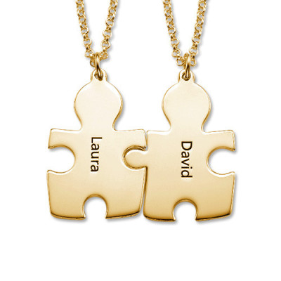 18CT Gold Plated Personalised Couple's Puzzle Necklace - Handcrafted & Custom-Made
