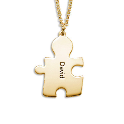 18CT Gold Plated Personalised Couple's Puzzle Necklace - Handcrafted & Custom-Made