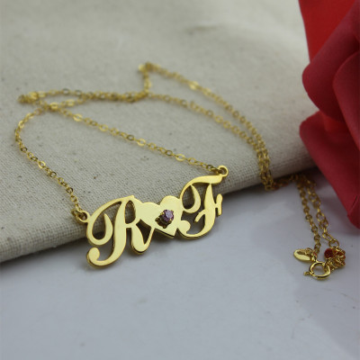 18ct Gold Plated Two Initials Necklace - Handcrafted & Custom-Made
