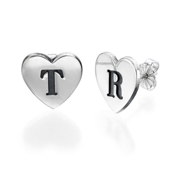 Heart Initial Earrings - Handcrafted & Custom-Made
