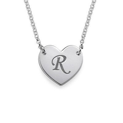 Heart Necklace with Initial Print Font - Handcrafted & Custom-Made