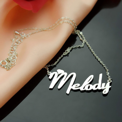Personalised 18ct White Gold Plated Fiolex Girls Fonts Heart Name Necklace - Handcrafted & Custom-Made